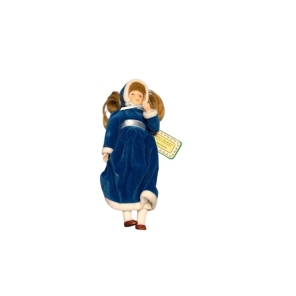 RUSS Berrie Co Porcelain Doll Months to Remember January Blue Dress